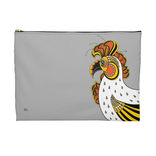 Rooster in Grey Travel Pouch Organizer Cosmetic Bag / Cosmetic Bags / Makeup Bags / Toiletry Bag / Waterproof Beauty Bag - WeezWomp