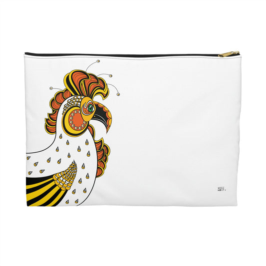 Rooster in White Travel Pouch Organizer Cosmetic Bag / Cosmetic Bags / Makeup Bags / Toiletry Bag / Waterproof Beauty Bag - WeezWomp