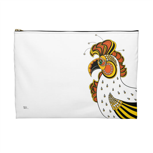 Rooster in White Travel Pouch Organizer Cosmetic Bag / Cosmetic Bags / Makeup Bags / Toiletry Bag / Waterproof Beauty Bag - WeezWomp