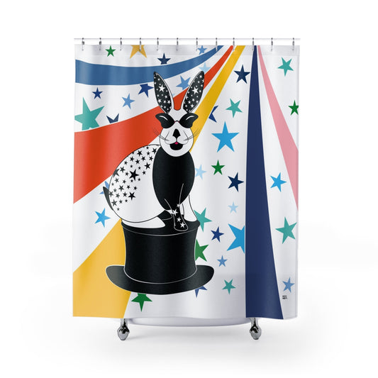 Shower Curtain - Modern Fabric - Bunny Shower Curtain - Size - 71 x 74 - Bathroom Decor - WeezWomp