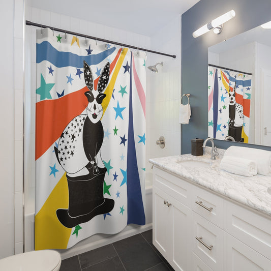 Shower Curtain - Modern Fabric - Bunny Shower Curtain - Size - 71 x 74 - Bathroom Decor - WeezWomp