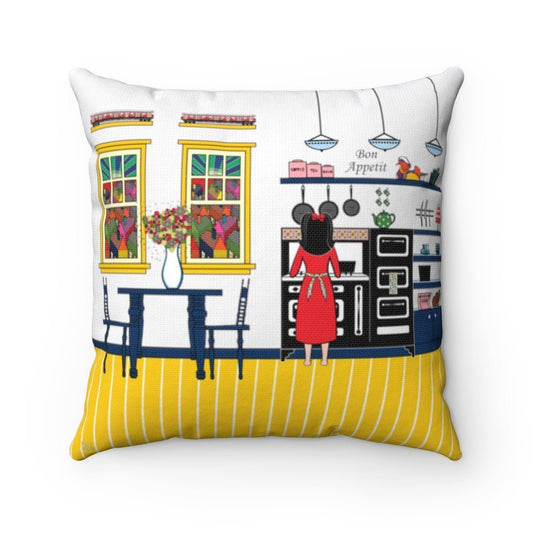 Spun Polyester Square Bon Appetit Pillow by WeezWomp - WeezWomp