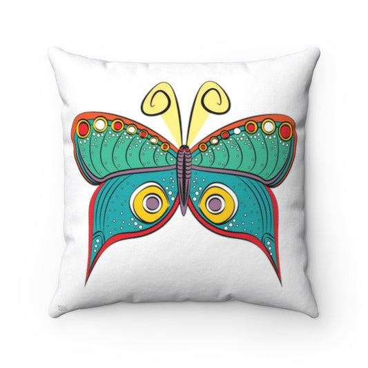 Spun Polyester Square Butterfly Pillow by WeezWomp - WeezWomp