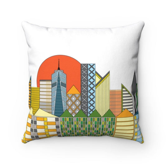 Spun Polyester Square Cityscape Pillow by WeezWomp - WeezWomp