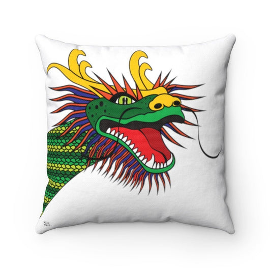 Spun Polyester Square Lucky Dragon Pillow by WeezWomp - WeezWomp