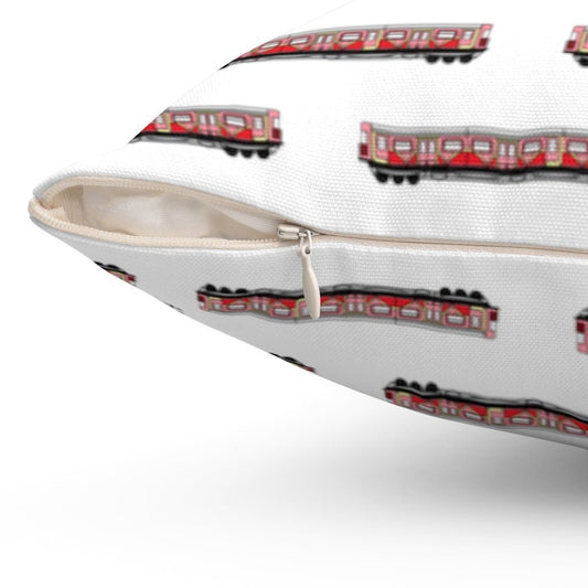 Spun Polyester Square Pink Train Car Pillow by WeezWomp - WeezWomp