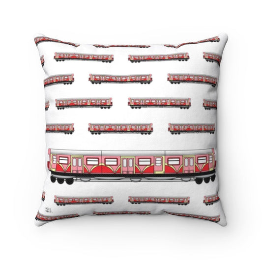 Spun Polyester Square Pink Train Car Pillow by WeezWomp - WeezWomp