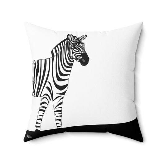 Spun Polyester Square Zebra Pillow by WeezWomp - WeezWomp