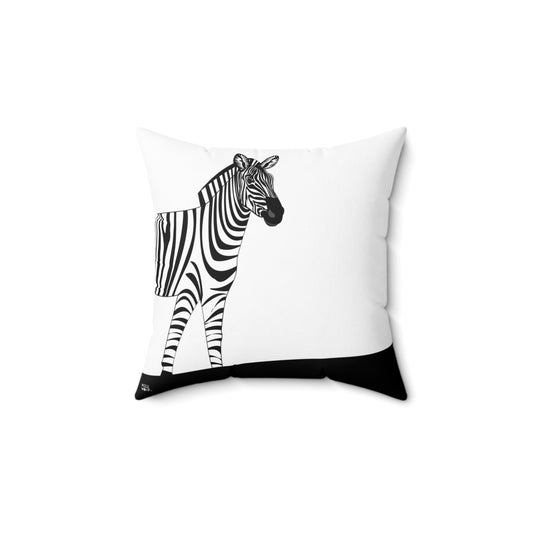 Spun Polyester Square Zebra Pillow by WeezWomp - WeezWomp