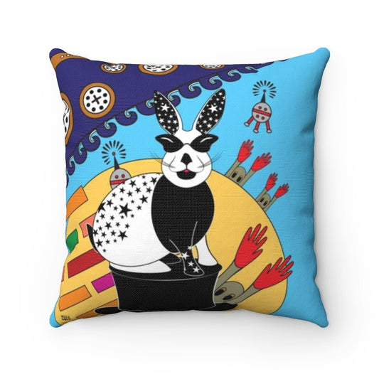 The Bunny Show - Alien Invasion - Spun Polyester Square Pillow by WeezWomp - WeezWomp