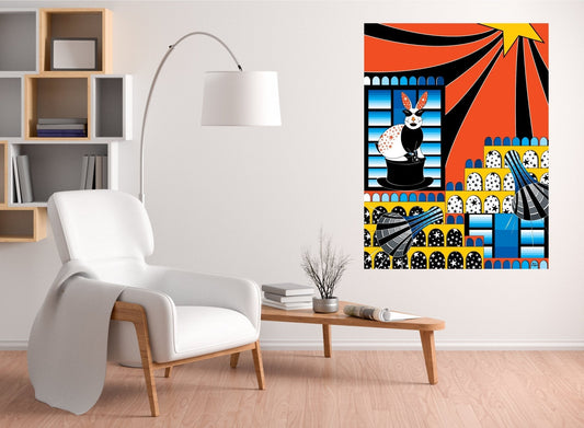 "The Bunny Show" Contemporary Wall Art - Retro Decor - Acrylic Art - 36 x 24 - WeezWomp