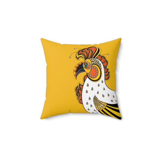 The Rooster - Yellow Spun Polyester Square Pillow by WeezWomp - WeezWomp