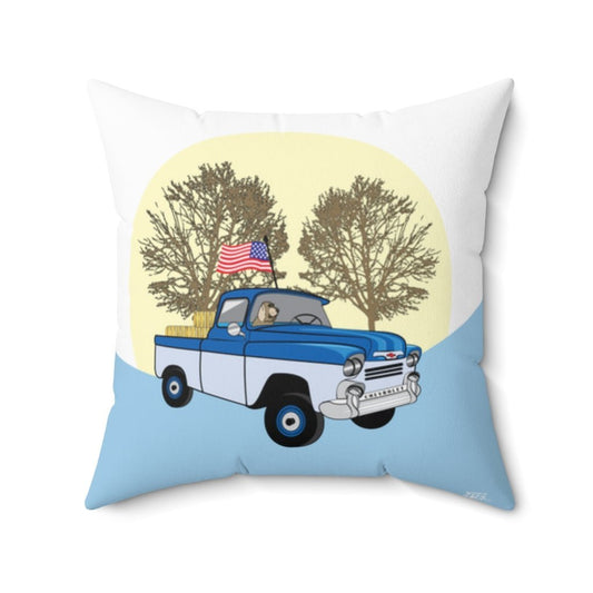 THROW PILLOW, Chevy Truck Pillow, Truck Pillow, Americana Decor, Boys Accent Square Pillow, Blue Pillows Train, Farmhouse Home Decor - WeezWomp