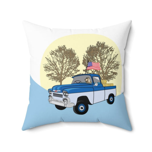 THROW PILLOW, Chevy Truck Pillow, Truck Pillow, Americana Decor, Boys Accent Square Pillow, Blue Pillows Train, Farmhouse Home Decor - WeezWomp