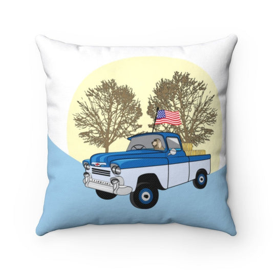 THROW PILLOW, Chevy Truck Pillow, Truck Pillow, Americana Decor, Fun Accent Square Pillow, Blue Pillow, Farmhouse Home Decor - WeezWomp