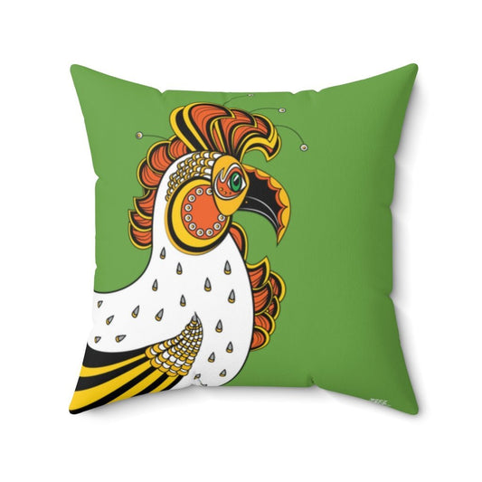 THROW PILLOW, Green Rooster Pillow, Rooster Decor, Fun Accent Pillows, Square Pillow, Farmhouse Decor - WeezWomp