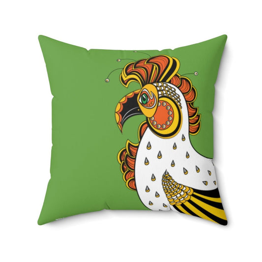 THROW PILLOW, Green Rooster Pillow, Rooster Decor, Fun Accent Pillows, Square Pillow, Farmhouse Decor - WeezWomp