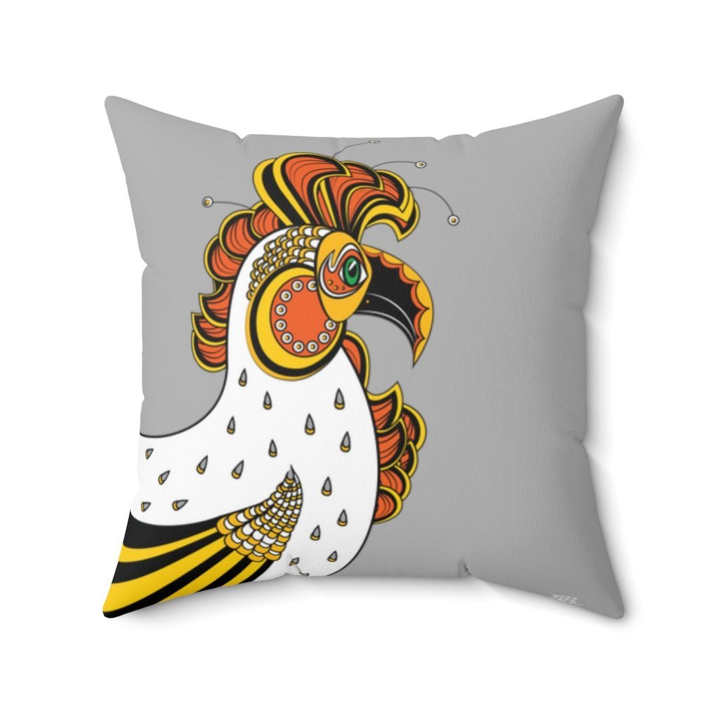 THROW PILLOW, Grey Rooster Pillow, Rooster Decor, Fun Accent Pillows, Square Pillow, Farmhouse Home Decor - WeezWomp
