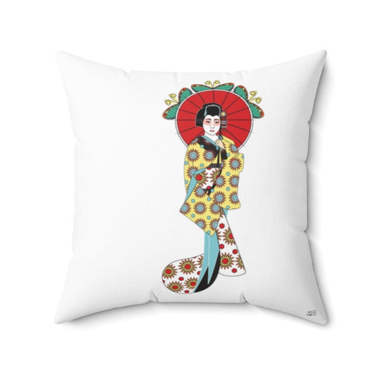THROW PILLOW, Japanese Pillow, Geisha Pillow, Folk Art Print, Housewarming, Designer Pillows - WeezWomp