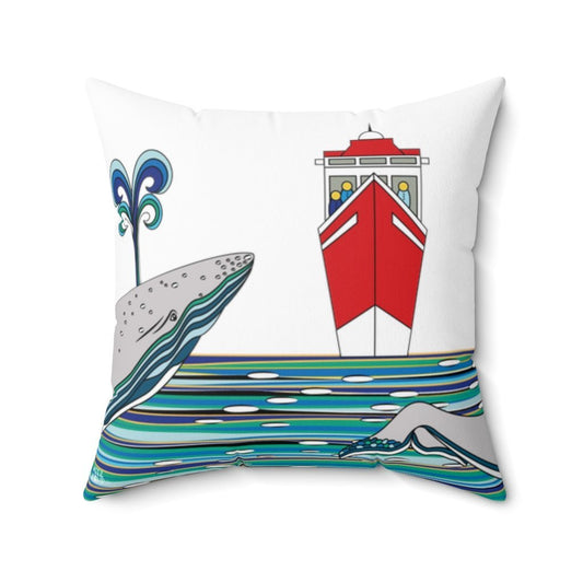 THROW PILLOW, Whale Pillow, Ocean Decor, Fun Accent Pillows, Square Pillow, Nautical Home Decor, Beach House Pillows - WeezWomp