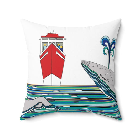 THROW PILLOW, Whale Pillow, Ocean Decor, Fun Accent Pillows, Square Pillow, Nautical Home Decor, Beach House Pillows - WeezWomp