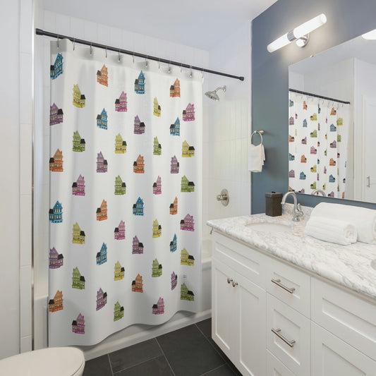 Victorian House Shower Curtain, Stylish Bath Decor, Whimsical Shower Curtains, Modern Shower Curtains, Fun Shower Curtains - WeezWomp