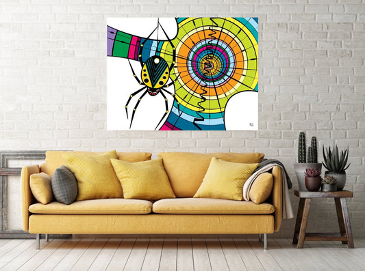Wall Art, Folk Art, Contemporary Art, Pop Art, Retro Art, Fine Art, Modern Art, Contemporary Art, Extra Large Wall Art Caught in the Web - WeezWomp