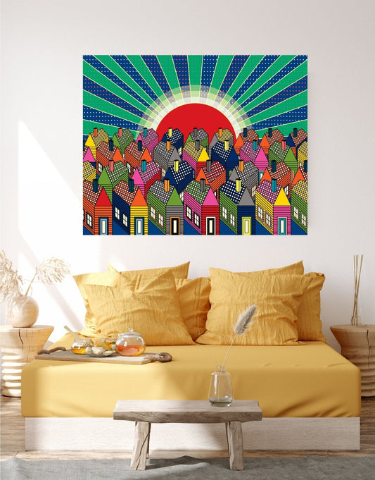 Wall Art, Folk Art, Contemporary Art, Pop Art, Retro Art, Fine Art, Modern Art, Contemporary Art, Extra Large Wall Art Irish Sunset - WeezWomp