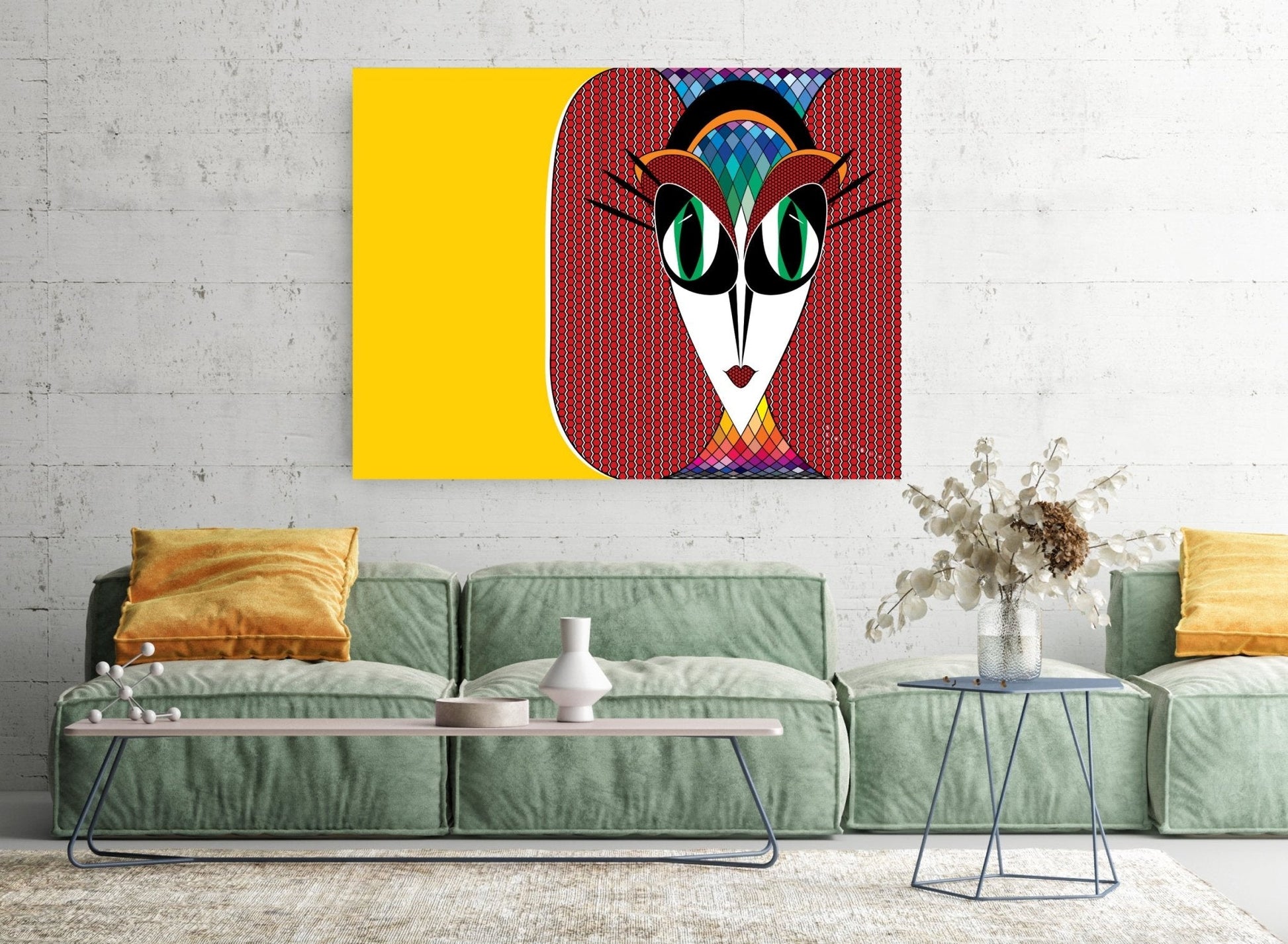 Wall Art, Folk Art, Contemporary Art, Pop Art, Retro Art, Fine Art, Modern Art, Contemporary Art, Extra Large Wall Art Stella - WeezWomp