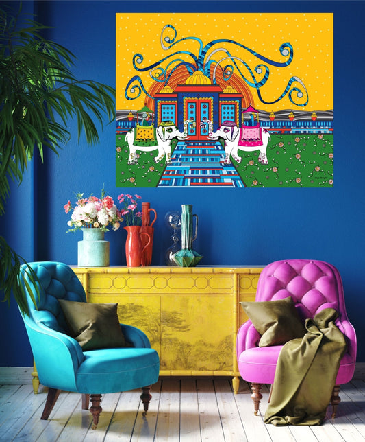 Wall Art, Folk Art, Contemporary Art, Pop Art, Retro Art, Fine Art, Modern Art, Contemporary Art, Extra Large Wall Art The Wedding - WeezWomp