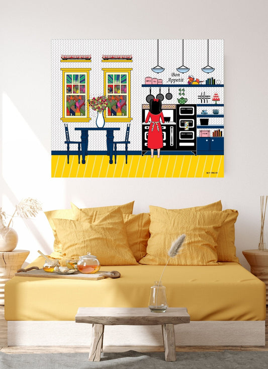 Wall Art, Folk Art, Contemporary Art, Pop Art, Retro Art, Fine Art, Modern Art, Contemporary Art, Large Wall Art, Bon Appetit - WeezWomp