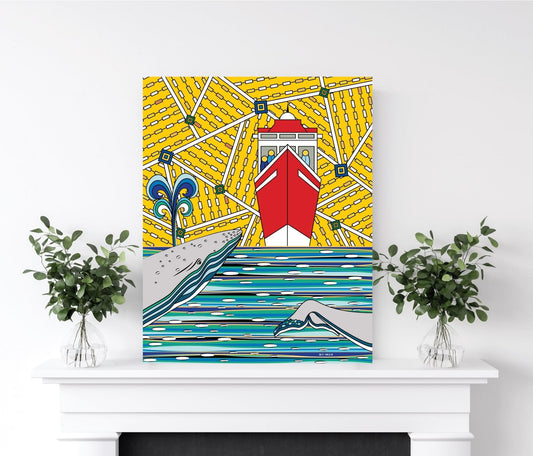 Watching Whales - Modern Acrylic Art - Nautical Beach House Wall Decor - 36 x 24 - WeezWomp
