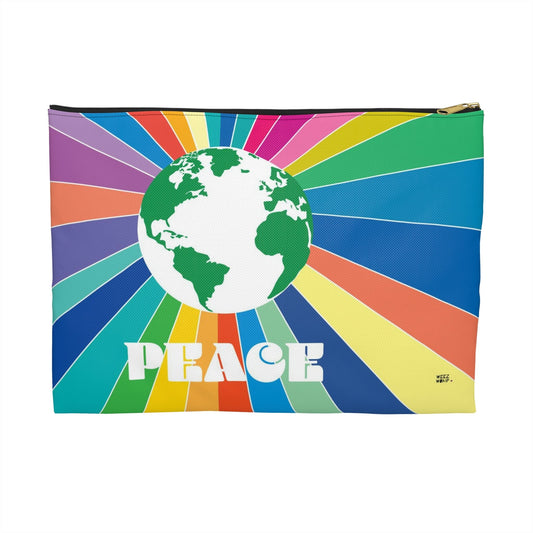 World Peace 8 x 11 Makeup Pouch Organizer Cosmetic Bag Accessory Travel Pouch / Cosmetic Bags / Makeup Bags / Toiletry Bag / Waterproof Beauty Bag - WeezWomp